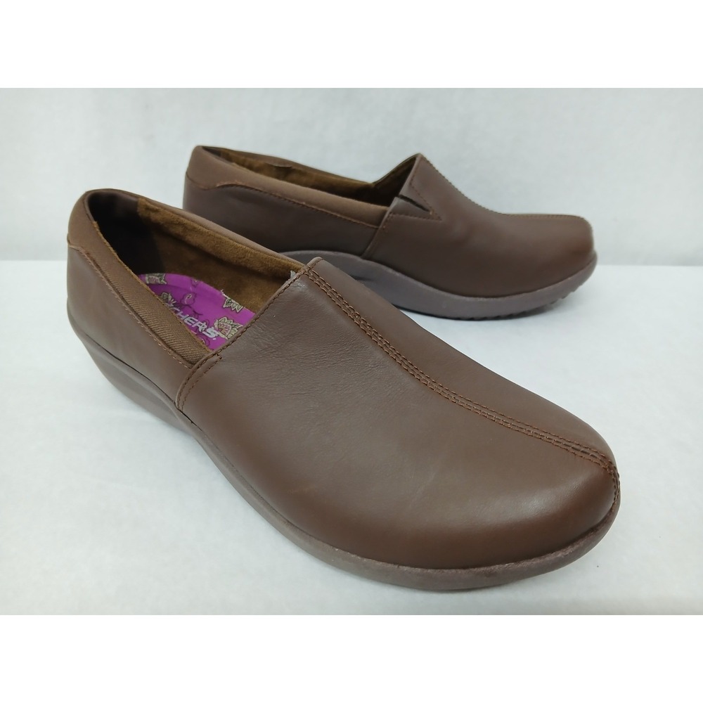 Skechers Women's Savor Slip On Clogs 49121 Chocolate Brown Sz 9